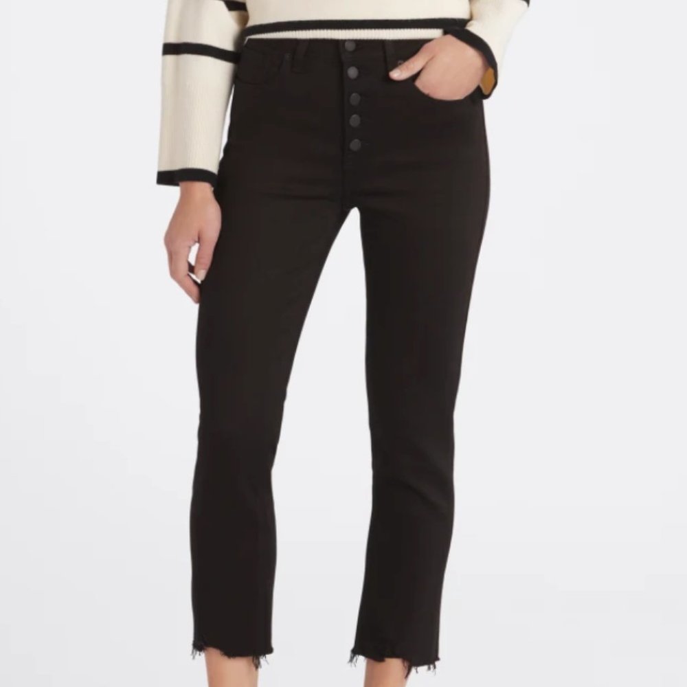 Stitchfix Just USA Carol High Rise Exposed Button Fly Cropped Slim Straight Jean